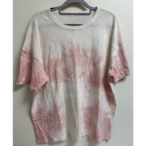 American Eagle Malibu Tennis Club Oversized Graphic Tee Pink White Tie-Dye L NWT